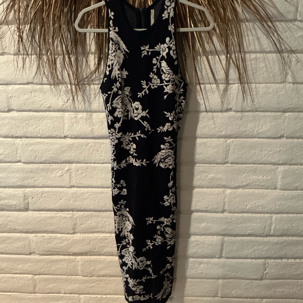 RACHEL Rachel Roy Black Dress with White Floral Design